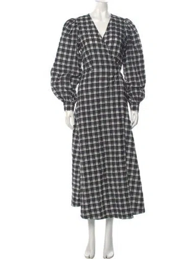 Pre-owned Ganni Plaid Print Long Dress