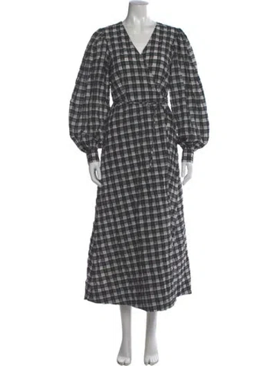 Pre-owned Ganni Plaid Print Long Dress