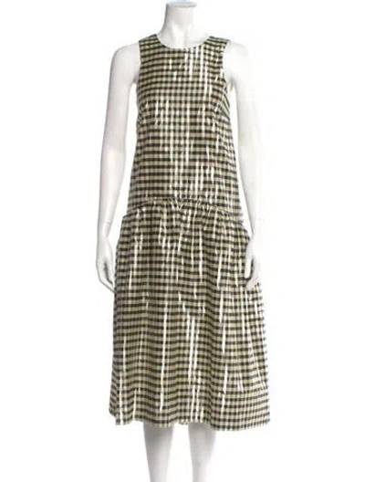 Pre-owned Ganni Plaid Print Long Dress In Multi