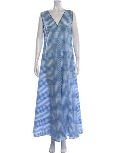 Pre-owned Ganni Plaid Print Long Dress In Multi