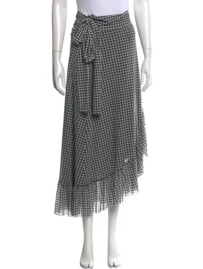 Pre-owned Ganni Plaid Print Long Skirt In Black