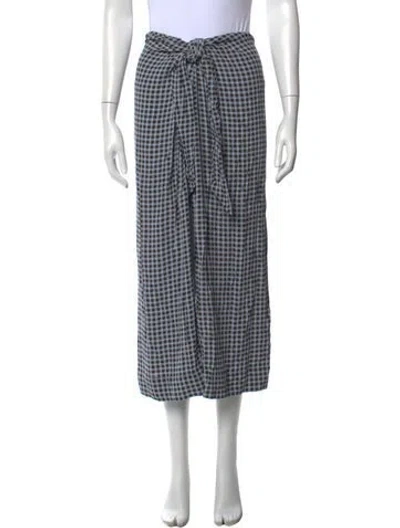 Pre-owned Ganni Plaid Print Long Skirt In Black/blue