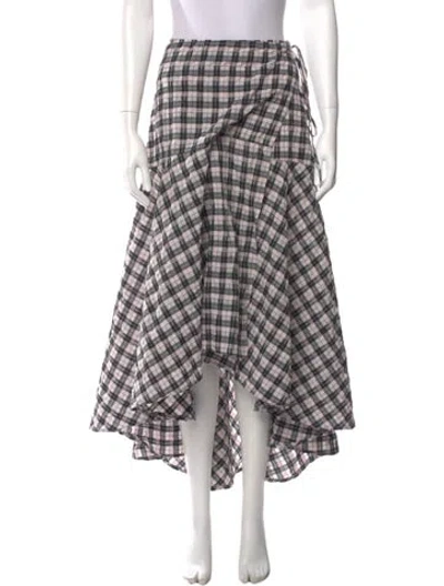 Pre-owned Ganni Plaid Print Long Skirt In Multi