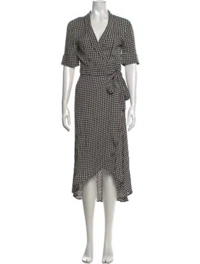 Pre-owned Ganni Plaid Print Midi Length Dress In Black