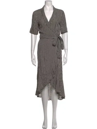 Pre-owned Ganni Plaid Print Midi Length Dress In Black