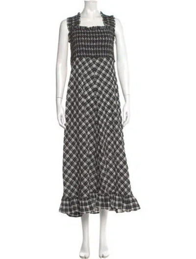 Pre-owned Ganni Plaid Print Midi Length Dress In Multi