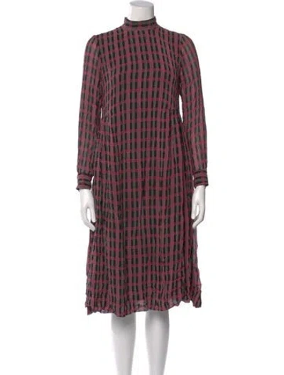 Pre-owned Ganni Plaid Print Midi Length Dress In Multi