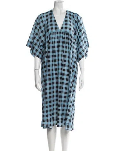 Pre-owned Ganni Plaid Print Midi Length Dress In Multi