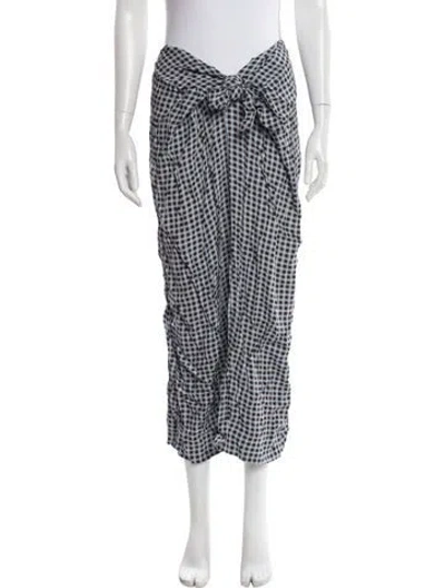 Pre-owned Ganni Plaid Print Midi Length Skirt In Blue