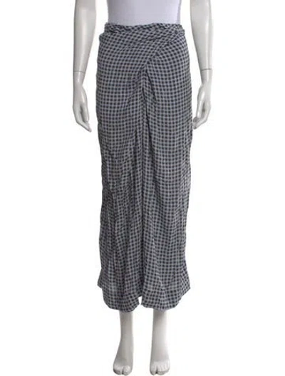 Pre-owned Ganni Plaid Print Midi Length Skirt In Blue