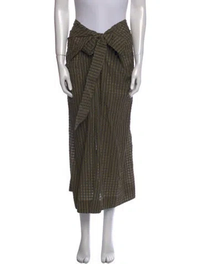 Pre-owned Ganni Plaid Print Midi Length Skirt In Green