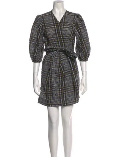 Pre-owned Ganni Plaid Print Mini Dress