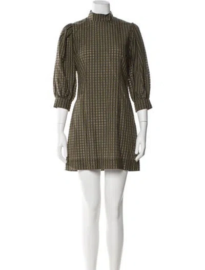 Pre-owned Ganni Plaid Print Mini Dress