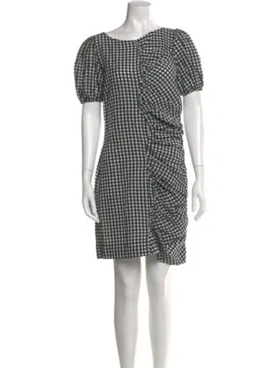 Pre-owned Ganni Plaid Print Mini Dress In Black