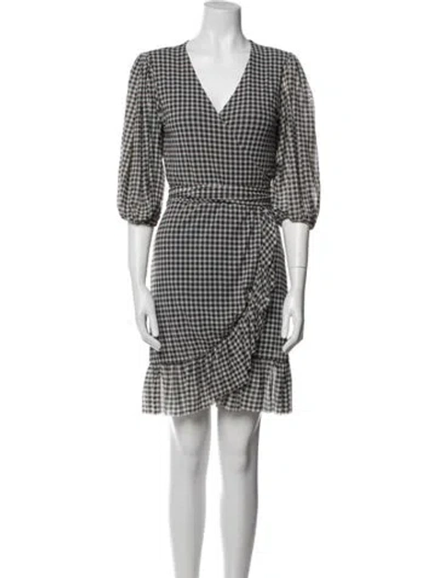 Pre-owned Ganni Plaid Print Mini Dress In Black