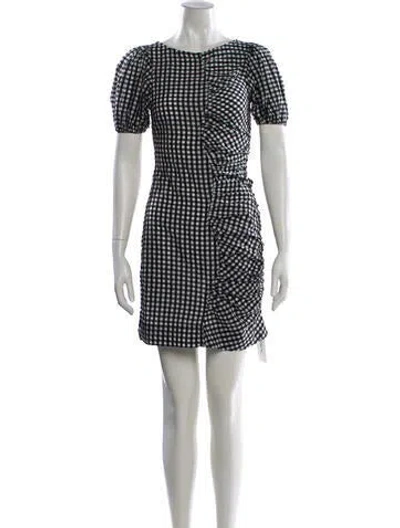 Pre-owned Ganni Plaid Print Mini Dress In Black