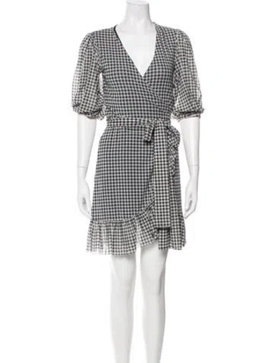 Pre-owned Ganni Plaid Print Mini Dress In Black