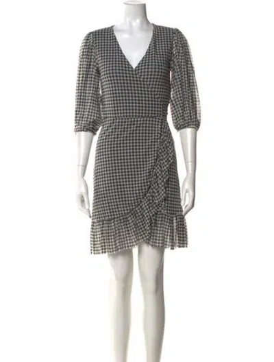 Pre-owned Ganni Plaid Print Mini Dress In Black