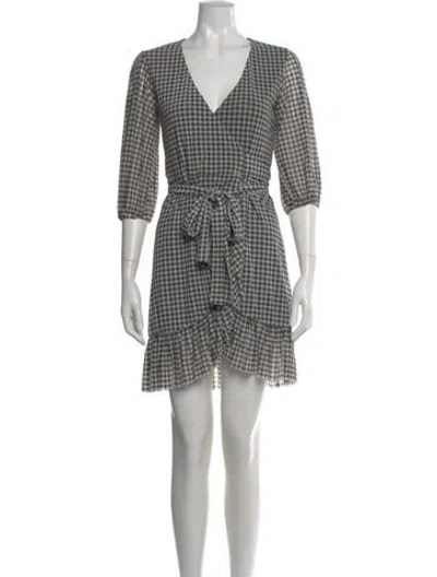 Pre-owned Ganni Plaid Print Mini Dress In Gray