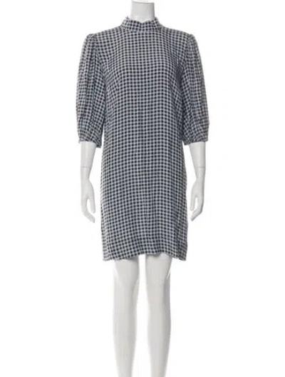 Pre-owned Ganni Plaid Print Mini Dress In Green