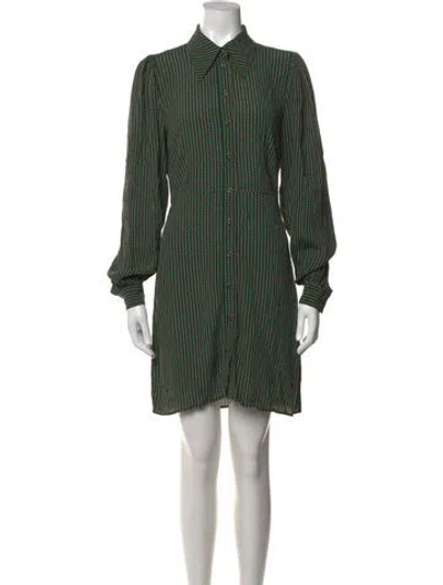 Pre-owned Ganni Plaid Print Mini Dress In Green