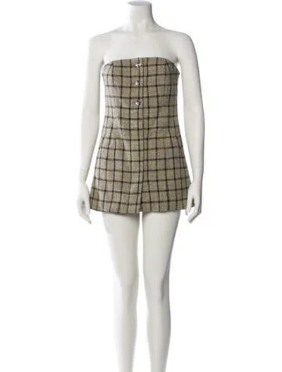 Pre-owned Ganni Plaid Print Mini Dress In Multi