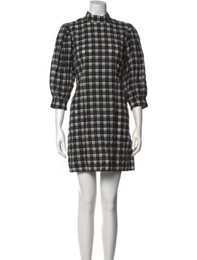 Pre-owned Ganni Plaid Print Mini Dress In Multi
