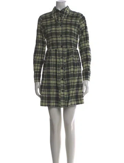 Pre-owned Ganni Plaid Print Mini Dress In Multi