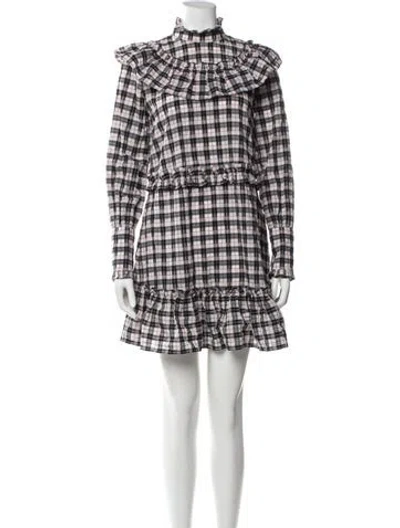 Pre-owned Ganni Plaid Print Mini Dress In Pink