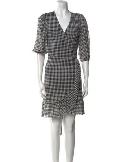 Pre-owned Ganni Plaid Print Mini Dress W/ Tags In Black