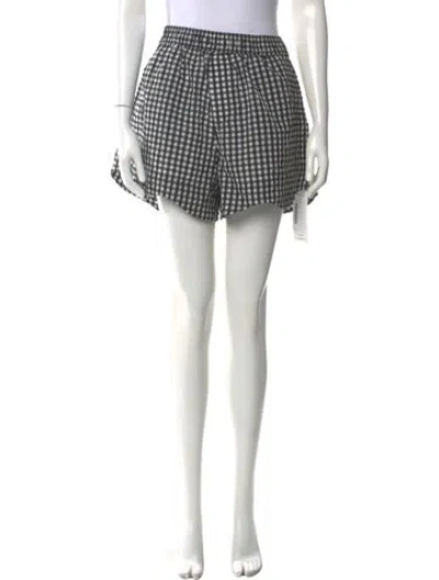 Pre-owned Ganni Plaid Print Mini Shorts In Black