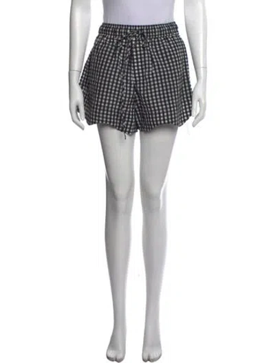 Pre-owned Ganni Plaid Print Mini Shorts In Black