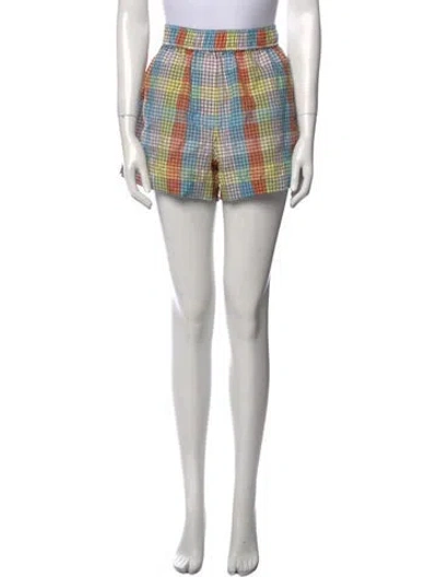 Pre-owned Ganni Plaid Print Mini Shorts In Multi