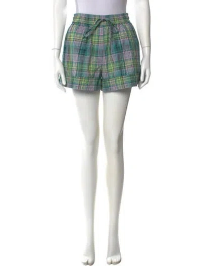 Pre-owned Ganni Plaid Print Mini Shorts In Multi