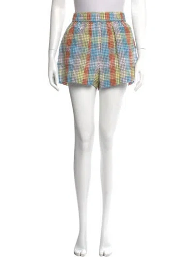 Pre-owned Ganni Plaid Print Mini Shorts In Multi