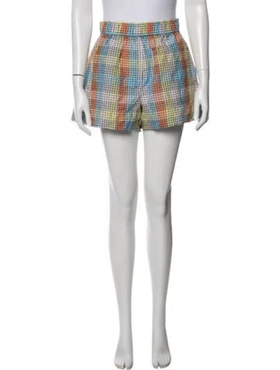 Pre-owned Ganni Plaid Print Mini Shorts In Multi