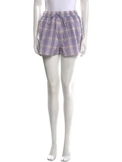 Pre-owned Ganni Plaid Print Mini Shorts In Purple