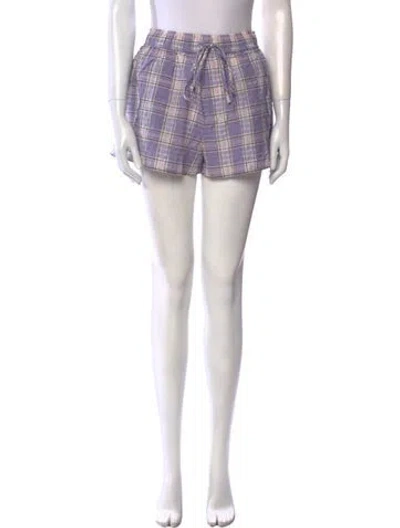Pre-owned Ganni Plaid Print Mini Shorts In Purple