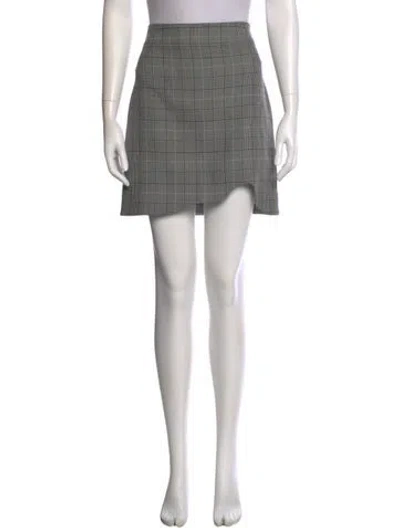 Pre-owned Ganni Plaid Print Mini Skirt In Gray