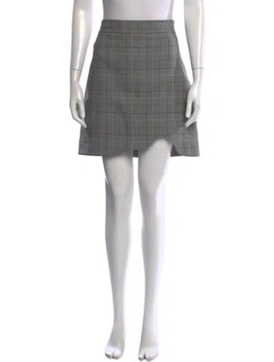 Pre-owned Ganni Plaid Print Mini Skirt In Grey