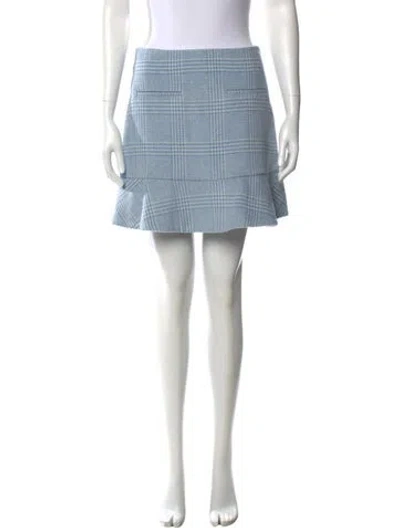 Pre-owned Ganni Plaid Print Mini Skirt W/ Tags In Blue