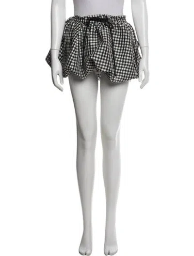 Pre-owned Ganni Plaid Print Mini Skirt W/ Tags In White