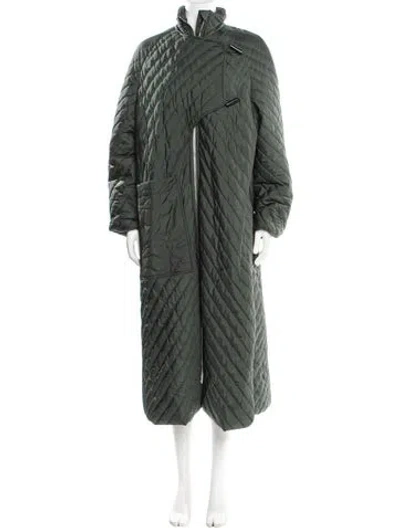 Pre-owned Ganni Plaid Print Parka In Green