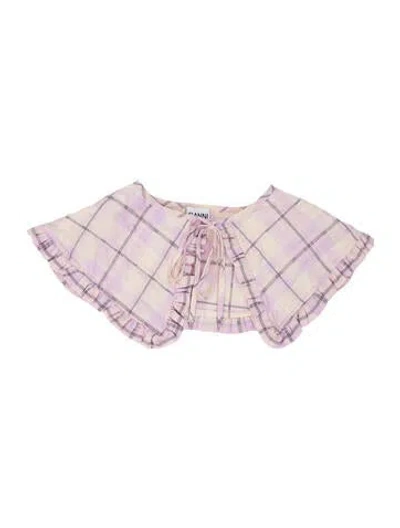 Pre-owned Ganni Plaid Print Scarf In Purple