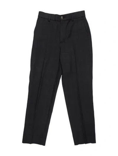 Pre-owned Ganni Plaid Print Straight Leg Pants In Black