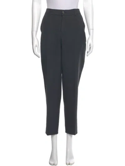 Pre-owned Ganni Plaid Print Straight Leg Pants In Gray