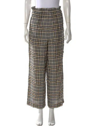 Pre-owned Ganni Plaid Print Wide Leg Pants