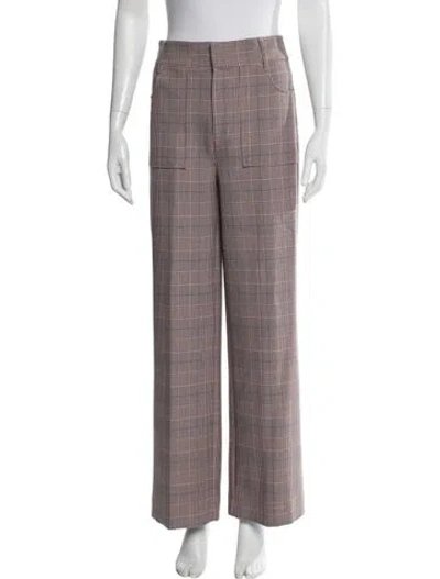 Pre-owned Ganni Plaid Print Wide Leg Pants In Pink