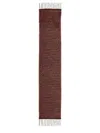 Ganni Red Check Fringed Scarf In Brown