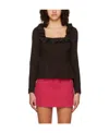 Ganni Cotton Poplin Open-neck Smock Blouse Black 36 In Black